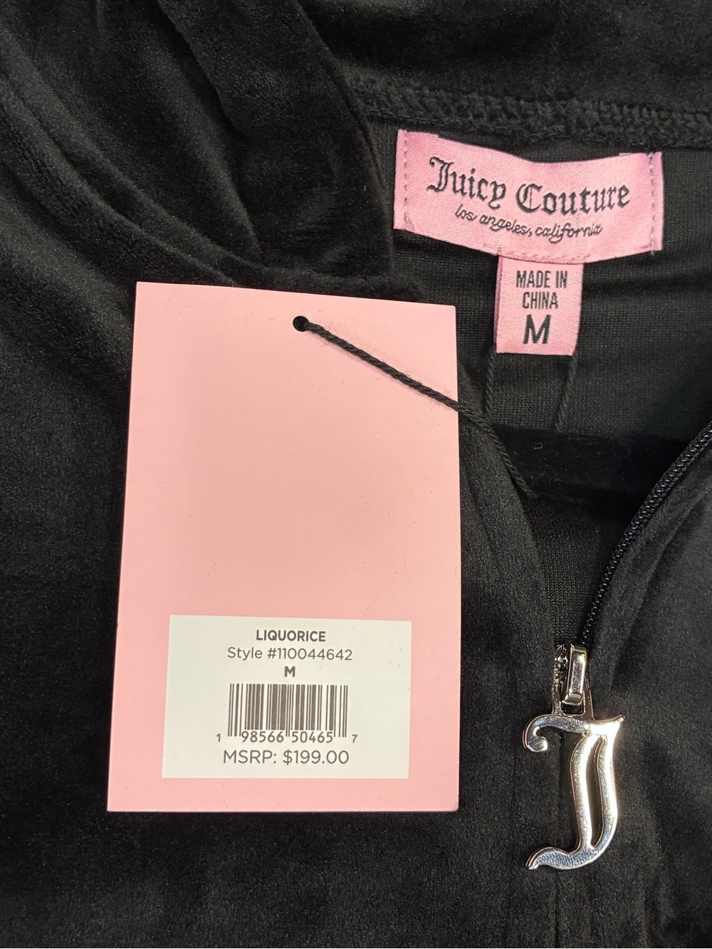 Juicy Couture velour two-piece tracksuit in “Liquorice,” size Medium NWT - Picture 3 of 10